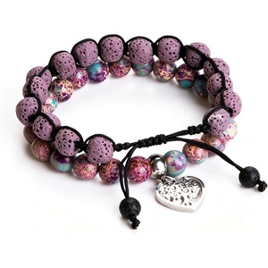 image:imageBivei Life Tree Bracelet  Lava Stone Essential Oil Gemstone  Beaded Yoga Meditation Regalite Stone Beach Charm Bracelet SetIdeal for Yoga Beach Daily GiftPurple
