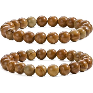 image:imageBivei Natural Crystals Gemstone Healing Stretchy Round Beaded Bracelet  8MM Semi Precious Beads Bracelet Handmade Spiritual Jewelry Gift for Women MenEnhance Positive Energy8mm Wood Grain Jasper Stability  Strength