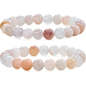 image:imageBivei Natural Crystals Gemstone Healing Stretchy Round Beaded Bracelet  8MM Semi Precious Beads Bracelet Handmade Spiritual Jewelry Gift for Women MenEnhance Positive Energy8mm Pink Aventurine Balance  Harmony