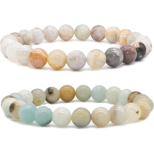 image:imageBivei Natural Crystals Gemstone Healing Stretchy Round Beaded Bracelet  8MM Semi Precious Beads Bracelet Handmade Spiritual Jewelry Gift for Women MenEnhance Positive Energy8mm Bamboo Leaf Agate  Amazonite Good Luck