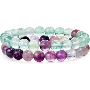 image:imageBivei Natural Crystals Gemstone Healing Stretchy Round Beaded Bracelet  8MM Semi Precious Beads Bracelet Handmade Spiritual Jewelry Gift for Women MenEnhance Positive Energy8mm Fluorite Clarity  Balance