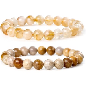 image:imageBivei Natural Crystals Gemstone Healing Stretchy Round Beaded Bracelet  8MM Semi Precious Beads Bracelet Handmade Spiritual Jewelry Gift for Women MenEnhance Positive Energy8mm Citrine  Coral Jade Wealth