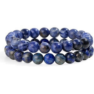 image:imageBivei Natural Crystals Gemstone Healing Stretchy Round Beaded Bracelet  8MM Semi Precious Beads Bracelet Handmade Spiritual Jewelry Gift for Women MenEnhance Positive Energy8mm Lapis Lazuli  Sodalite Wisdom  Communication