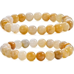 image:imageBivei Natural Crystals Gemstone Healing Stretchy Round Beaded Bracelet  8MM Semi Precious Beads Bracelet Handmade Spiritual Jewelry Gift for Women MenEnhance Positive Energy8mm Yellow Jade Confidence  Optimism