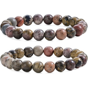 image:imageBivei Natural Crystals Gemstone Healing Stretchy Round Beaded Bracelet  8MM Semi Precious Beads Bracelet Handmade Spiritual Jewelry Gift for Women MenEnhance Positive Energy8mm Dendritic Jasper Stability  Growth