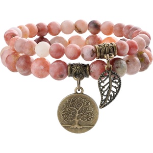 image:imageBivei Natural Semi Precious Gemstone beads bracelet for women  Life Tree and Leaf Charm Energy Reiki Crystal Stretch BraceletsPlum Blossom Jade Bracelet Set