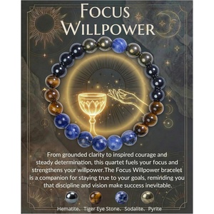 image:imageBivei Protection Crystal Healing Bracelet  8MM Strength Bracelet Spiritual Stretch Beaded Jewelry for Women Men GiftFocus Willpower