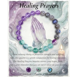 image:imageBivei Protection Crystal Healing Bracelet  8MM Strength Bracelet Spiritual Stretch Beaded Jewelry for Women Men GiftHealing Prayers