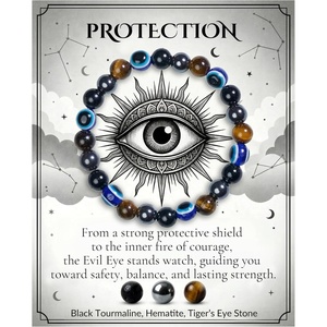 image:imageBivei Protection Crystal Healing Bracelet  8MM Strength Bracelet Spiritual Stretch Beaded Jewelry for Women Men GiftProtection