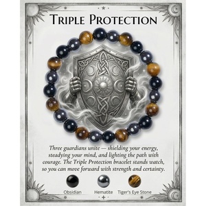 image:imageBivei Protection Crystal Healing Bracelet  8MM Strength Bracelet Spiritual Stretch Beaded Jewelry for Women Men GiftTriple Protection