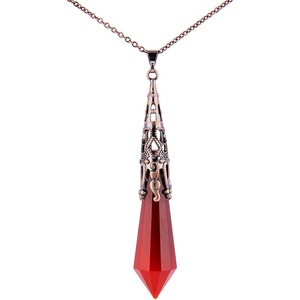 image:imageBivei Retro Antique Brass Chakra Necklace 12 Facted Prism Prism Gemstone  Quartz Crystal Stone Healing PendantRed Agate