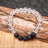 image:image8mm Lava Rock Bracelet  Essential Oil Diffuser Stone Bead Bracelets for Women AromatherapyMatte Clear Quartz Crystal