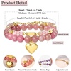 image:imageBivei 16th Birthday Gifts for Girls Natural Semi Precious Crystal Healing Stone Beads Heart Charm Stretch Beaded Birthday Bracelets for Teenage Daughter Best Friends  Pink