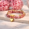 image:imageBivei 16th Birthday Gifts for Girls Natural Semi Precious Crystal Healing Stone Beads Heart Charm Stretch Beaded Birthday Bracelets for Teenage Daughter Best Friends  Pink
