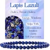 image:imageBivei 4mm Beaded Bracelets for Women Handmade Semi Precious Natural Stone Stretch Elastic Jewelry Yoga Protection GiftsLapis Lazuli  Wisdom