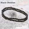 image:imageBivei 4mm Beaded Bracelets for Women Handmade Semi Precious Natural Stone Stretch Elastic Jewelry Yoga Protection GiftsObsidian  Protective