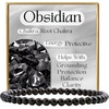 image:imageBivei 4mm Beaded Bracelets for Women Handmade Semi Precious Natural Stone Stretch Elastic Jewelry Yoga Protection GiftsObsidian  Protective