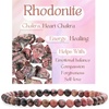 image:imageBivei 4mm Beaded Bracelets for Women Handmade Semi Precious Natural Stone Stretch Elastic Jewelry Yoga Protection GiftsRhodonite  Healing
