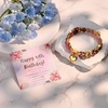 image:imageBivei 50th Birthday Gifts for Women Natural Semi Precious Crystal Healing Stone Beads Heart Charm Stretch Beaded Birthday Bracelets for Her Best Friends Mom Sister Aunt  Rose Red