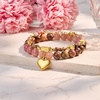 image:imageBivei 50th Birthday Gifts for Women Natural Semi Precious Crystal Healing Stone Beads Heart Charm Stretch Beaded Birthday Bracelets for Her Best Friends Mom Sister Aunt  Rose Red