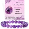 image:imageBivei 8mm Beaded Bracelets for Women Handmade Semi Precious Natural Stone Stretch Elastic Jewelry Yoga Protection GiftsAmethyst  Tranquility