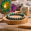 image:imageBivei 8mm Beaded Bracelets for Women Handmade Semi Precious Natural Stone Stretch Elastic Jewelry Yoga Protection GiftsSea Sediment Jasper  Serenity