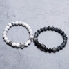 image:imageBivei AntiAnxiety Relief Gemstone Bead Bracelet SkullLeopard Head Charm Lava Rock Stone Essential Oil BraceletsBlack SkullWhite Leopard