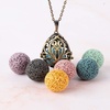 image:imageBivei Aromatherapy Essential Oil Lava Stone Diffuser Necklace Pendant Bronze Vintage Locket Necklace with 7 Lava BeadsOval