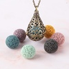 image:imageBivei Aromatherapy Essential Oil Lava Stone Diffuser Necklace Pendant Bronze Vintage Locket Necklace with 7 Lava BeadsTeardrop