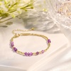 image:imageBivei Morse Code Amethyst Beaded Bracelet Healing Crystal Bracelets  Women Natural Reiki Semi Precious Gemstone Bead Stretch Bracelet