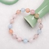 image:imageBivei Natural Gem Semi Precious Reiki Healing Crystals Handmade 8mm Round Beads Stretch Bracelet8mmMorganite Beryl Aquamarine wSpacer Beads