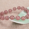 image:imageBivei Natural Gem Semi Precious Reiki Healing Crystals Handmade 8mm Round Beads Stretch Bracelet8mmStrawberry Quartz with Spacer Beads