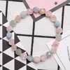 image:imageBivei Natural Gem Semi Precious Reiki Healing Crystals Handmade 8mm Round Beads Stretch BraceletAA Grade Facted Morganite Beryl