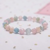 image:imageBivei Natural Gem Semi Precious Reiki Healing Crystals Handmade 8mm Round Beads Stretch BraceletAA Grade Facted Morganite Beryl