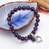 image:imageBivei Natural Gemstone Beads Semi Precious Stone Love Heart Charm Chakra Bracelet for Women GirlsAmethyst