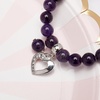 image:imageBivei Natural Gemstone Beads Semi Precious Stone Love Heart Charm Chakra Bracelet for Women GirlsAmethyst