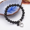 image:imageBivei Natural Gemstone Beads Semi Precious Stone Love Heart Charm Chakra Bracelet for Women GirlsLava Rock Stone