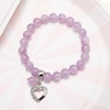 image:imageBivei Natural Gemstone Beads Semi Precious Stone Love Heart Charm Chakra Bracelet for Women GirlsLavender Violet Jade