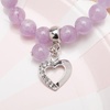 image:imageBivei Natural Gemstone Beads Semi Precious Stone Love Heart Charm Chakra Bracelet for Women GirlsLavender Violet Jade