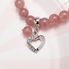 image:imageBivei Natural Gemstone Beads Semi Precious Stone Love Heart Charm Chakra Bracelet for Women GirlsPink Strawberry Quartz