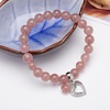 image:imageBivei Natural Gemstone Beads Semi Precious Stone Love Heart Charm Chakra Bracelet for Women GirlsPink Strawberry Quartz