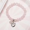 image:imageBivei Natural Gemstone Beads Semi Precious Stone Love Heart Charm Chakra Bracelet for Women GirlsPink Strawberry Quartz