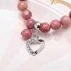 image:imageBivei Natural Gemstone Beads Semi Precious Stone Love Heart Charm Chakra Bracelet for Women GirlsRhodonite