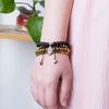 image:imageBivei Natural Gemstone Hematite Therapy Lava Rock Stone Bead Essential Oil Diffuser Anxiety Bracelets SetGolden