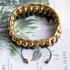 image:imageBivei Natural Gemstone Hematite Therapy Lava Rock Stone Bead Essential Oil Diffuser Anxiety Bracelets SetGolden