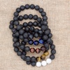 image:imageBivei Natural Lava Rock Stone Essential Oil Diffuser Bracelet Healing Energy Chakra Buddhist Mala Jewelry W3 Tiger Eye StoneHowliteSet of 5pcs