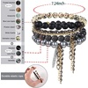 image:imageBivei Triple Protection Bracelets Healing Crystal Beads Black Obsidian Hematite Lava Rock Gemstone Beaded Bracelets for Men Women Anxiety Chain Charm