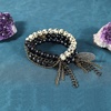 image:imageBivei Triple Protection Bracelets Healing Crystal Beads Black Obsidian Hematite Lava Rock Gemstone Beaded Bracelets for Men Women Anxiety Chain Charm