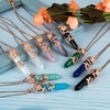 image:imageBivei Vintage Reiki Healing Crystal Necklace Hexagonal Prism Quartz Point Stone Flower Wrapped Pendulum Pendant JewelryRose Gold Plating  Set of 6