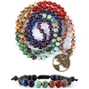 image:image7 Chakra 108 Mala Beads Bracelet Necklace Set  Real Healing Gemstone Yoga Meditation Prayer Bead Chakra NecklaceTree of Life Charm